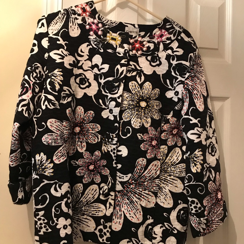 Chico’s Flowered Sequins Jacket - image 1